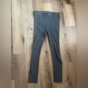 Gray Ribbed Organic cotton silk blend lounge leggings